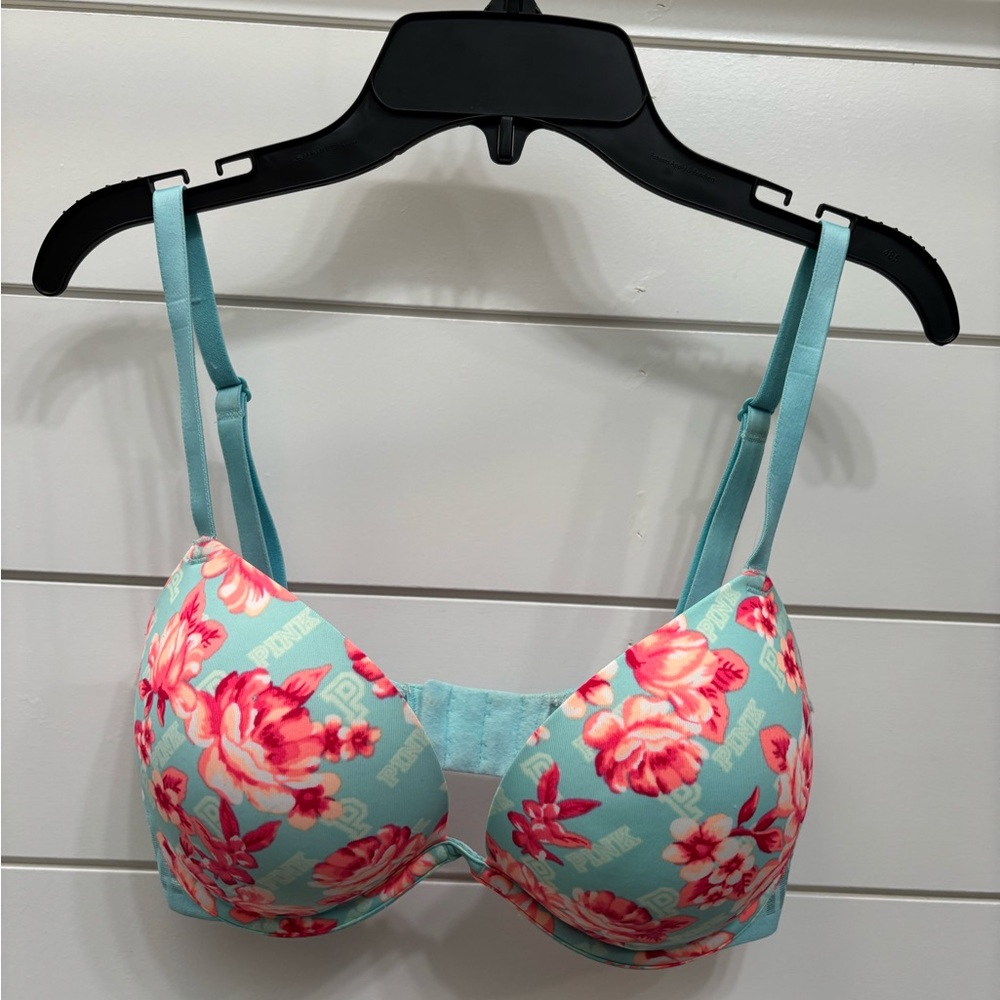 VS PINK Bra - Aqua and Pink Floral